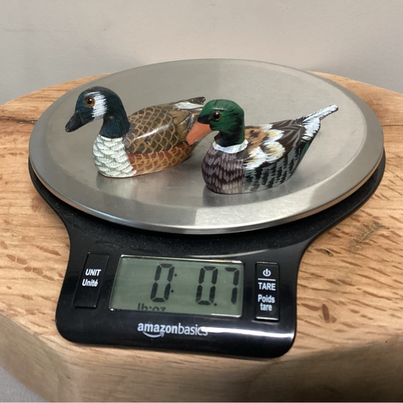 Hand Carved Set of Solid Wood Ducks - Mallard / Loon - Hand Painted - Excellent - Picture 12 of 12